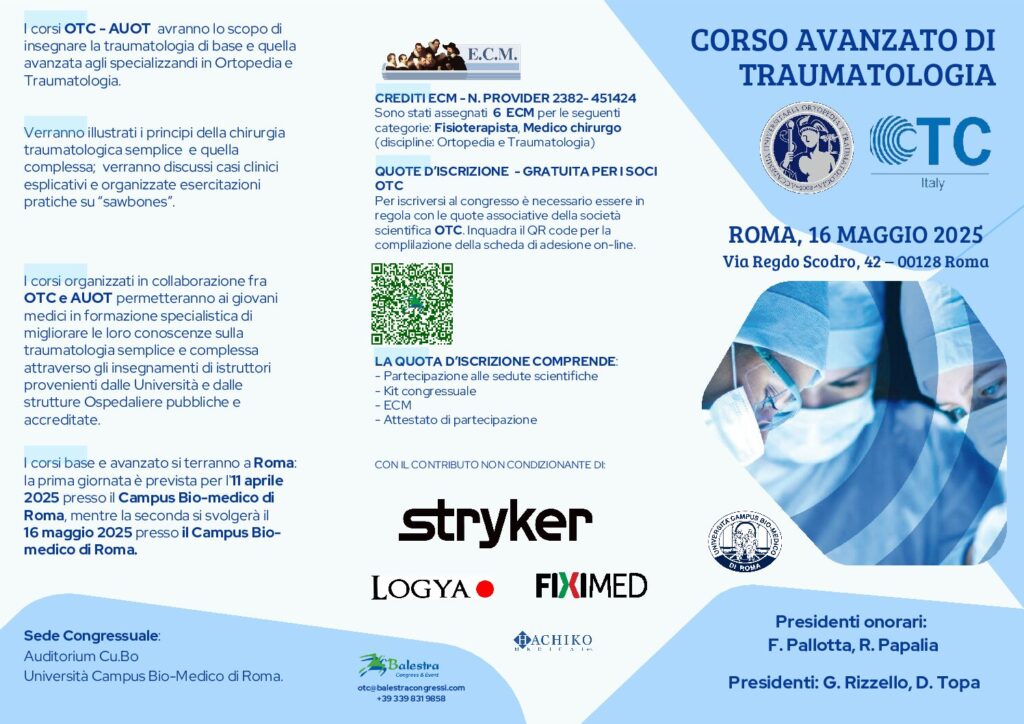 CORSO AVANZATO DI TRAUMATOLOGIA