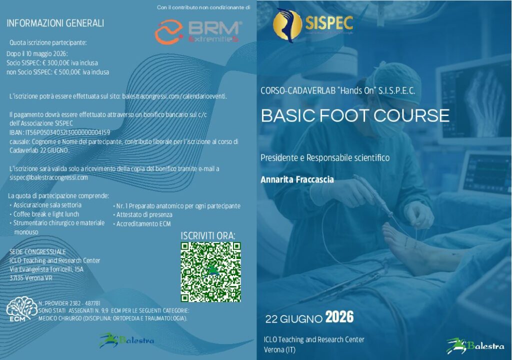 CORSO-CADAVERLAB “Hands On” S.I.S.P.E.C. BASIC FOOT COURSE