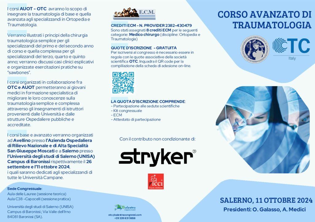 CORSO AVANZATO DI TRAUMATOLOGIA AUOT – OTC